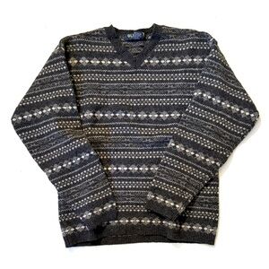 Fairisle sweater, vintage old navy, wool, V neck, size L